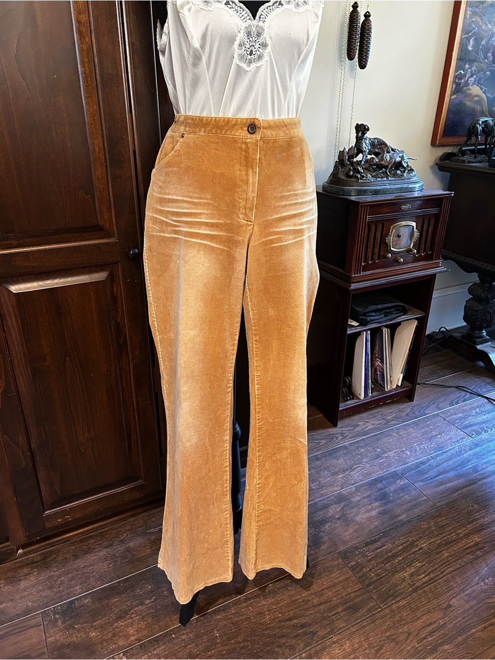 Y2K DAMADA Sz 34” Women's Wale Corduroy High-Waist Flared Jeans - Butterscotch